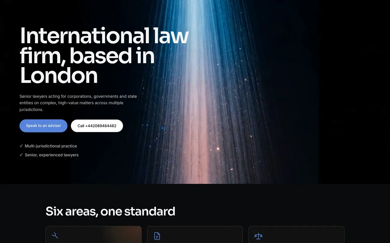 The Osiris Law website on a desktop screen